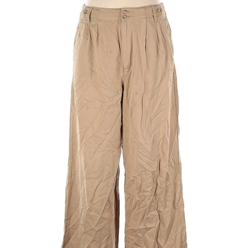 Madewell Tan Pleated Wide Leg Trouser High-Waisted